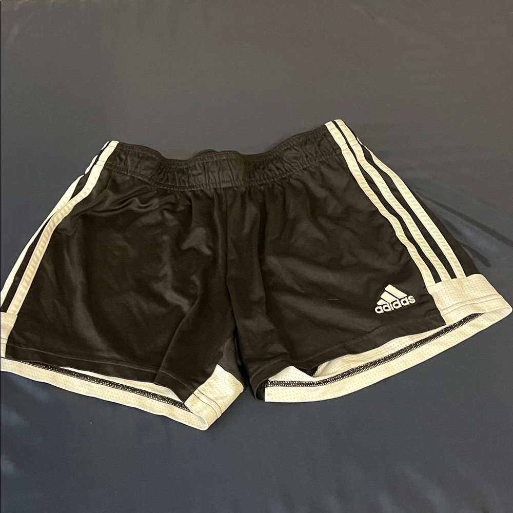 Adidas Women's Black Shorts with White Stripes